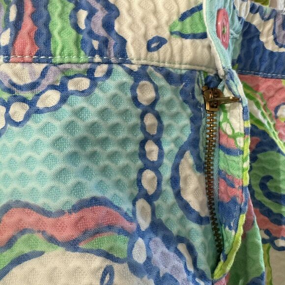 LILLY PULITZER Shorts Womens 00 The Callahan Floral Paisley Walking Blue Green - Picture 6 of 16